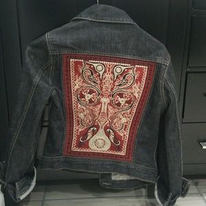 Lucky brand embroidered jean jacket